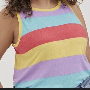 Torrid Triblend Jersey Multi Colored Striped Sleeveless Vintage Tank size 2X